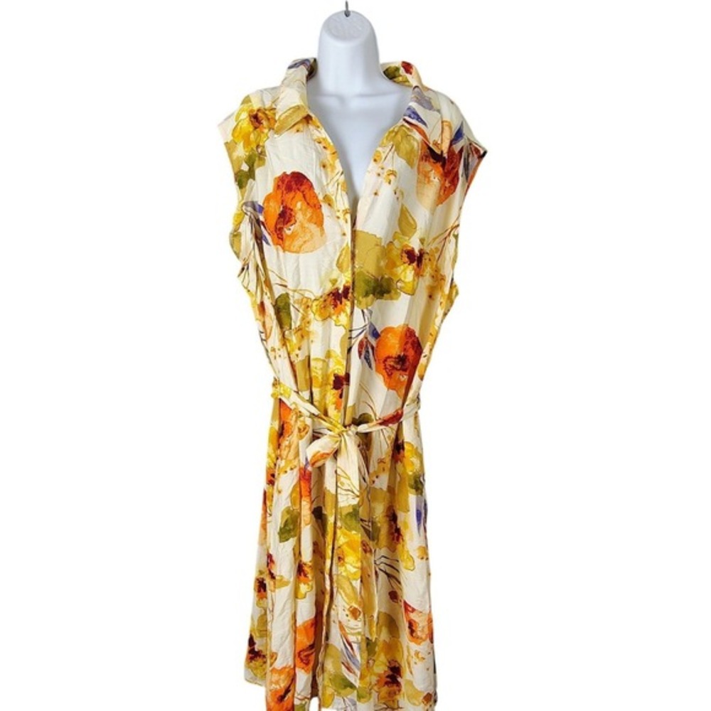 Rabbit Rabbit Rabbit Women 24W Floral Sleeveless Midi Dress watercolor‎ brunch